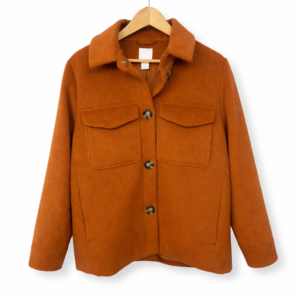 H&M Women's Oversized Chestnut Brown Utility Shacket L